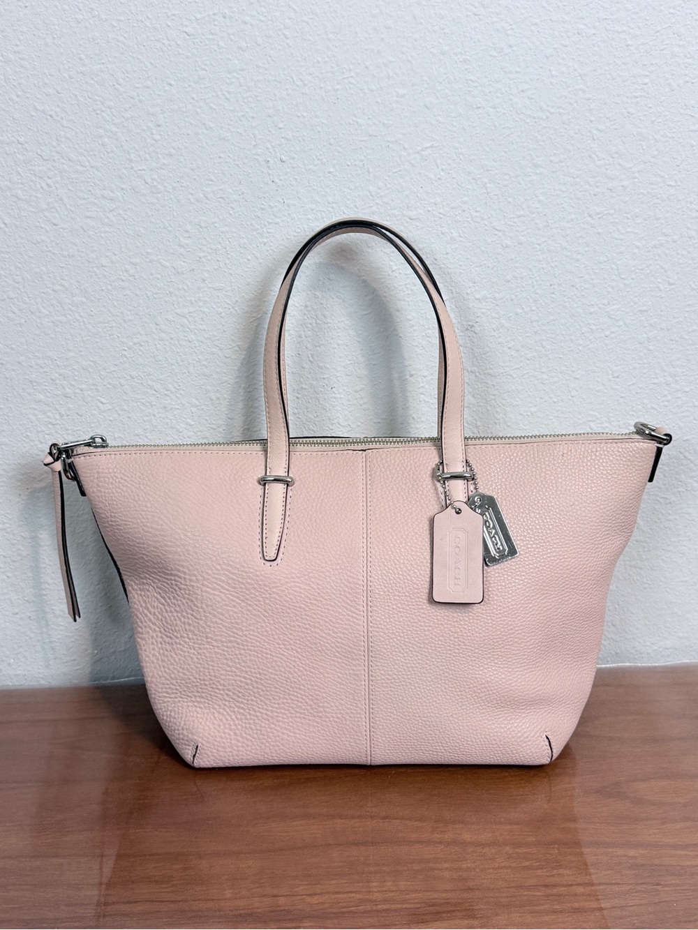 Coach Bleeker Cooper Light Pink Pebble Leather Satchel
